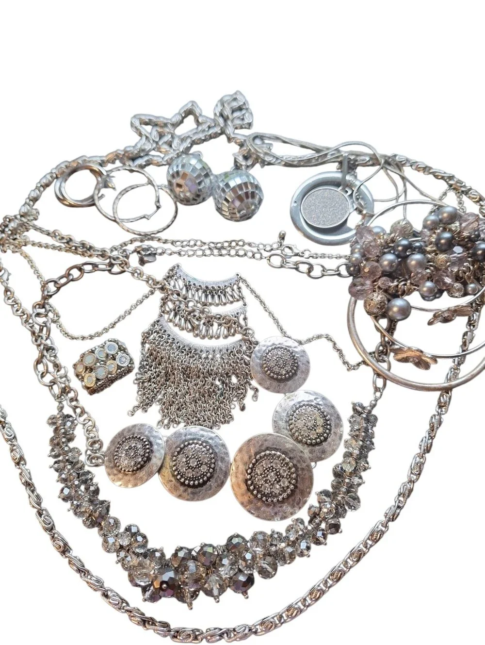Silver Toned Fashion Jewelry Bundle Glitter Princess Photo Shoot Met GALA READY